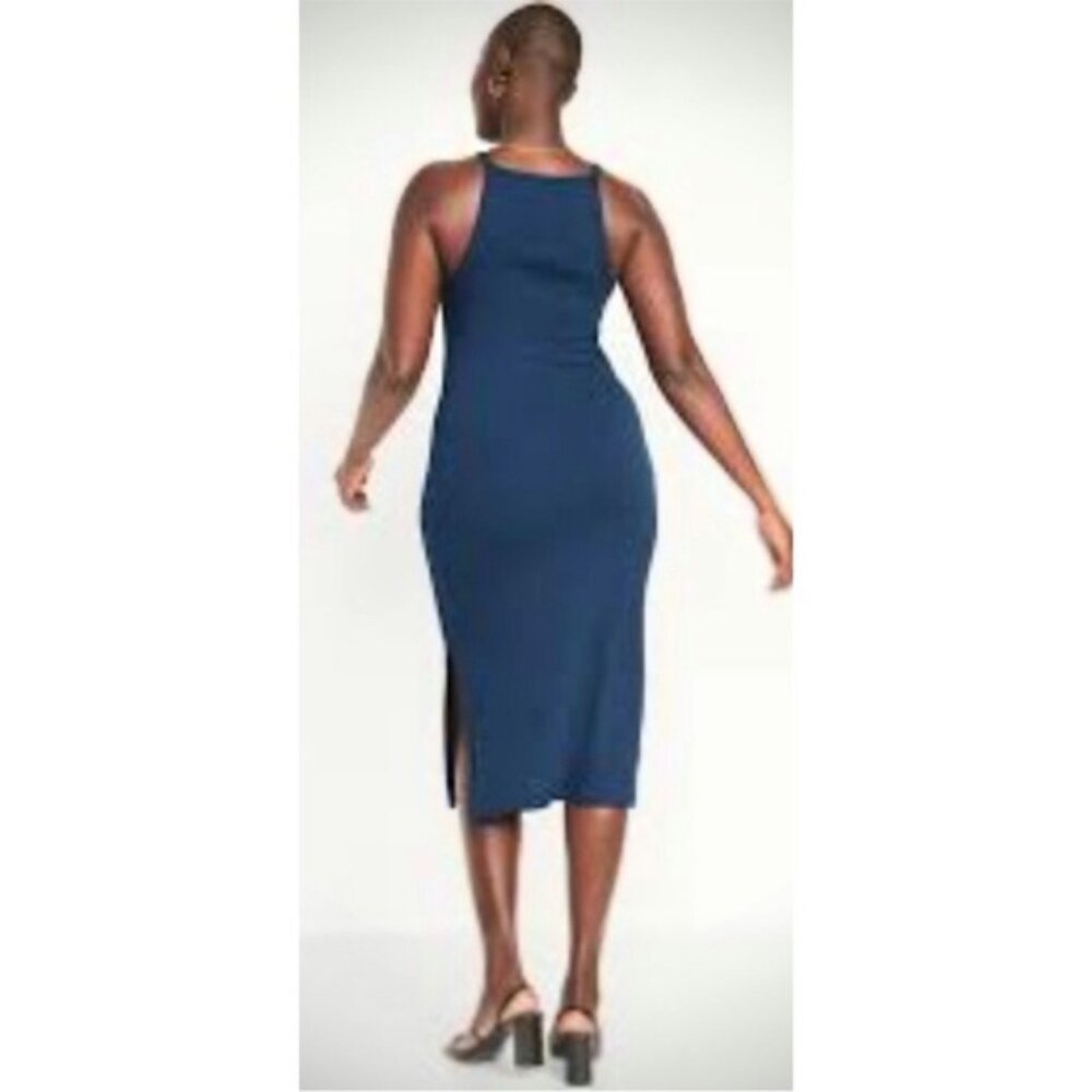 Sleeveless Navy Midi Bodycon Dress